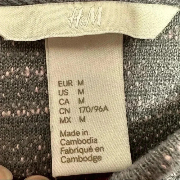 H&M Marled Sweatshirt Pullover Grey & Pink Size  Medium - Picture 9 of 16